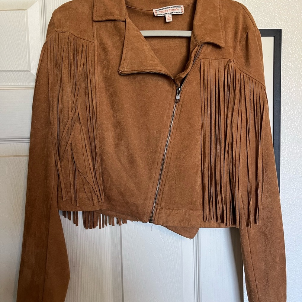Flying Tomato Fringe Suede Jacket